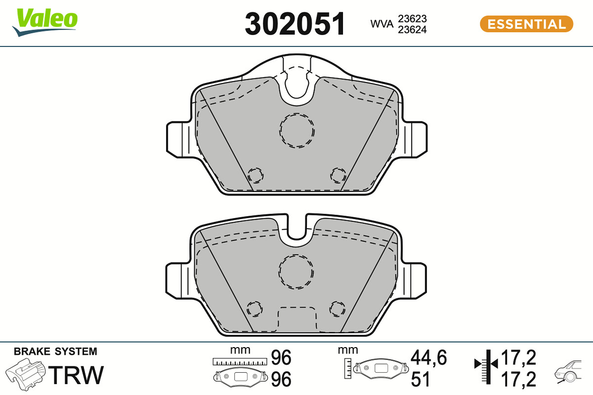 Jogo de 4 pastilhas de travão VALEO ref. 302051